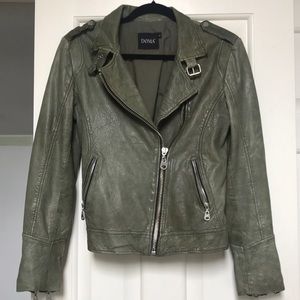 Doma Green Leather Motorcycle Jacket